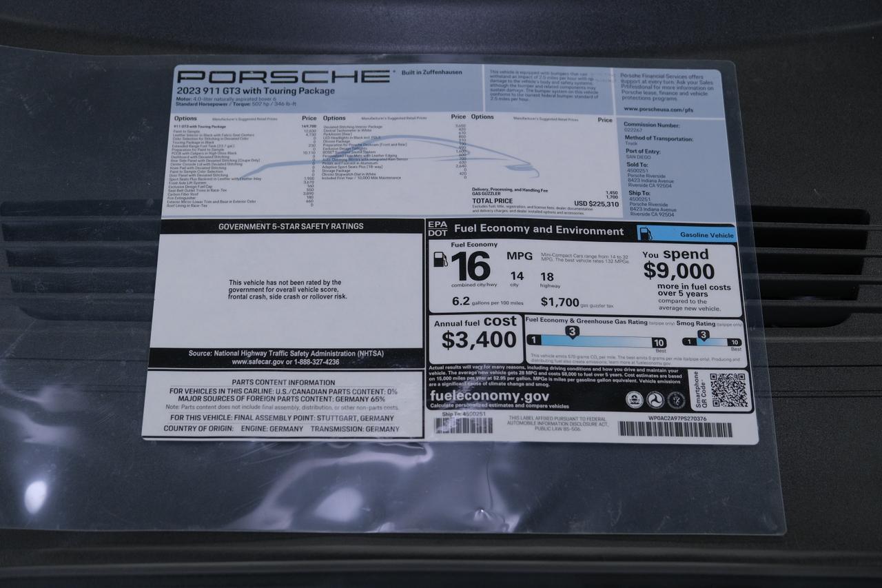 2023 Porsche 911 GT3 W/ Touring package GULF BLUE Miami FL