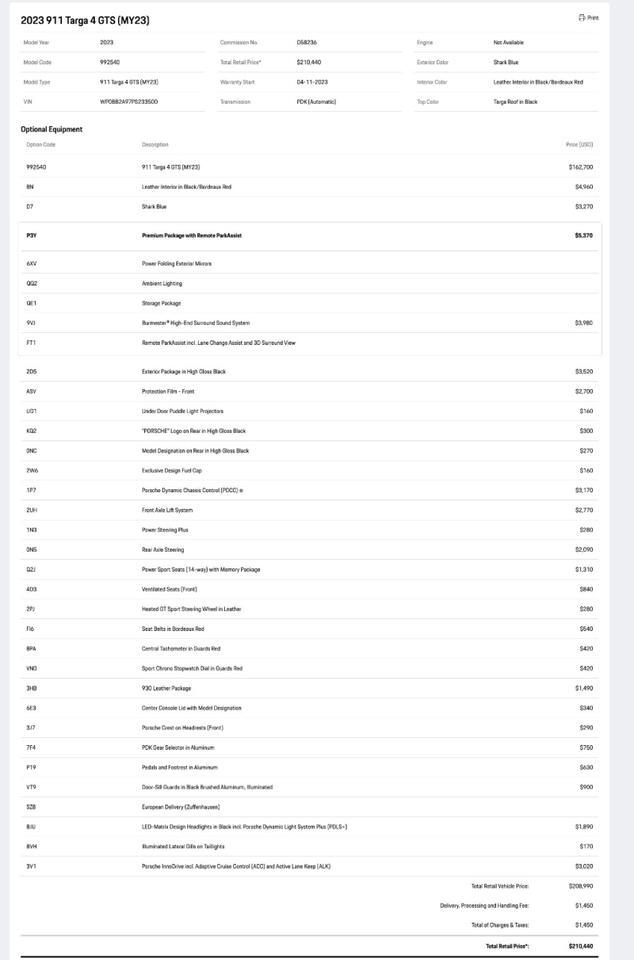 2023 Porsche 911 Targa 4 GTS Pompano Beach FL