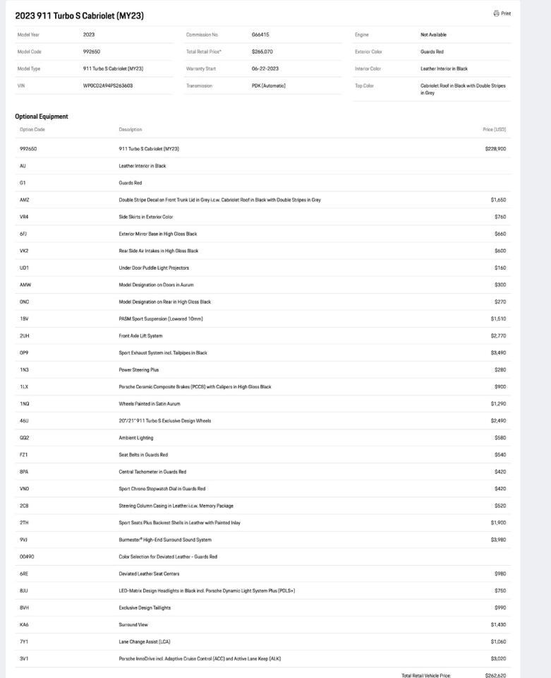 2023 Porsche 911 Turbo S Cabriolet Pompano Beach FL