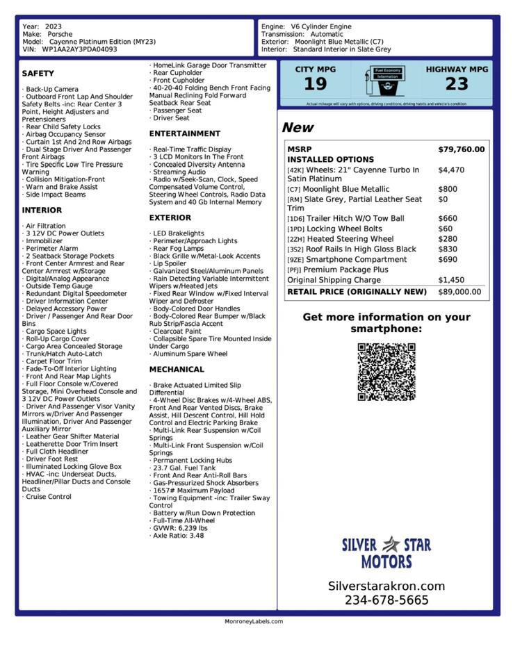 2023 Porsche Cayenne Platinum Edition AWD Tallmadge OH