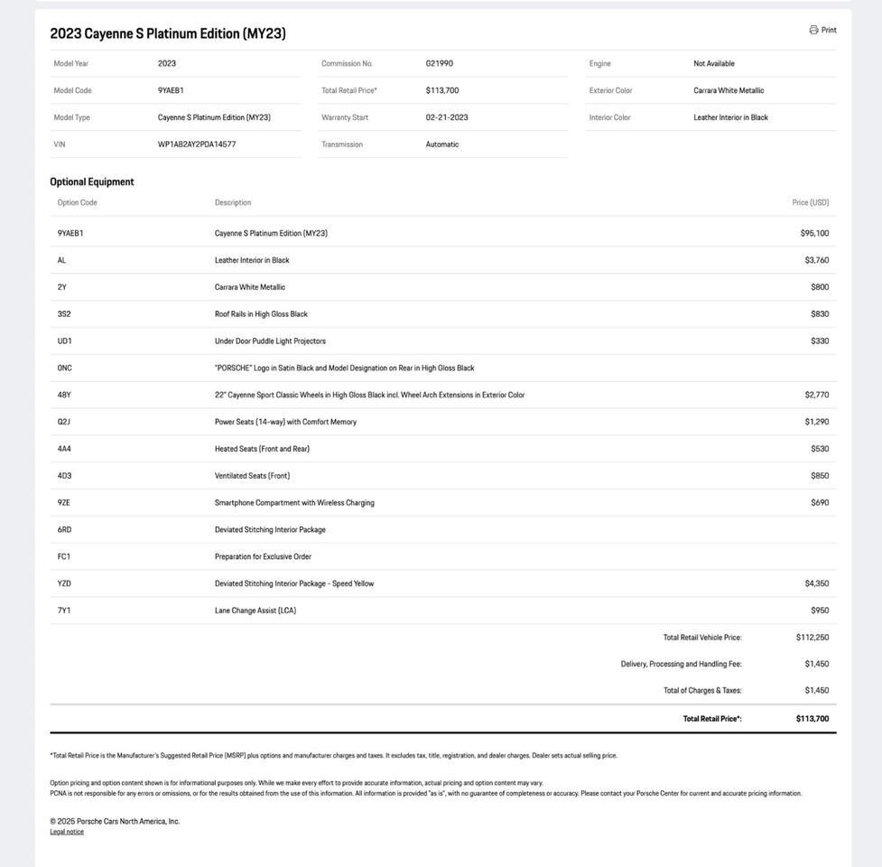 2023 Porsche Cayenne S Platinum Edition Pompano Beach FL