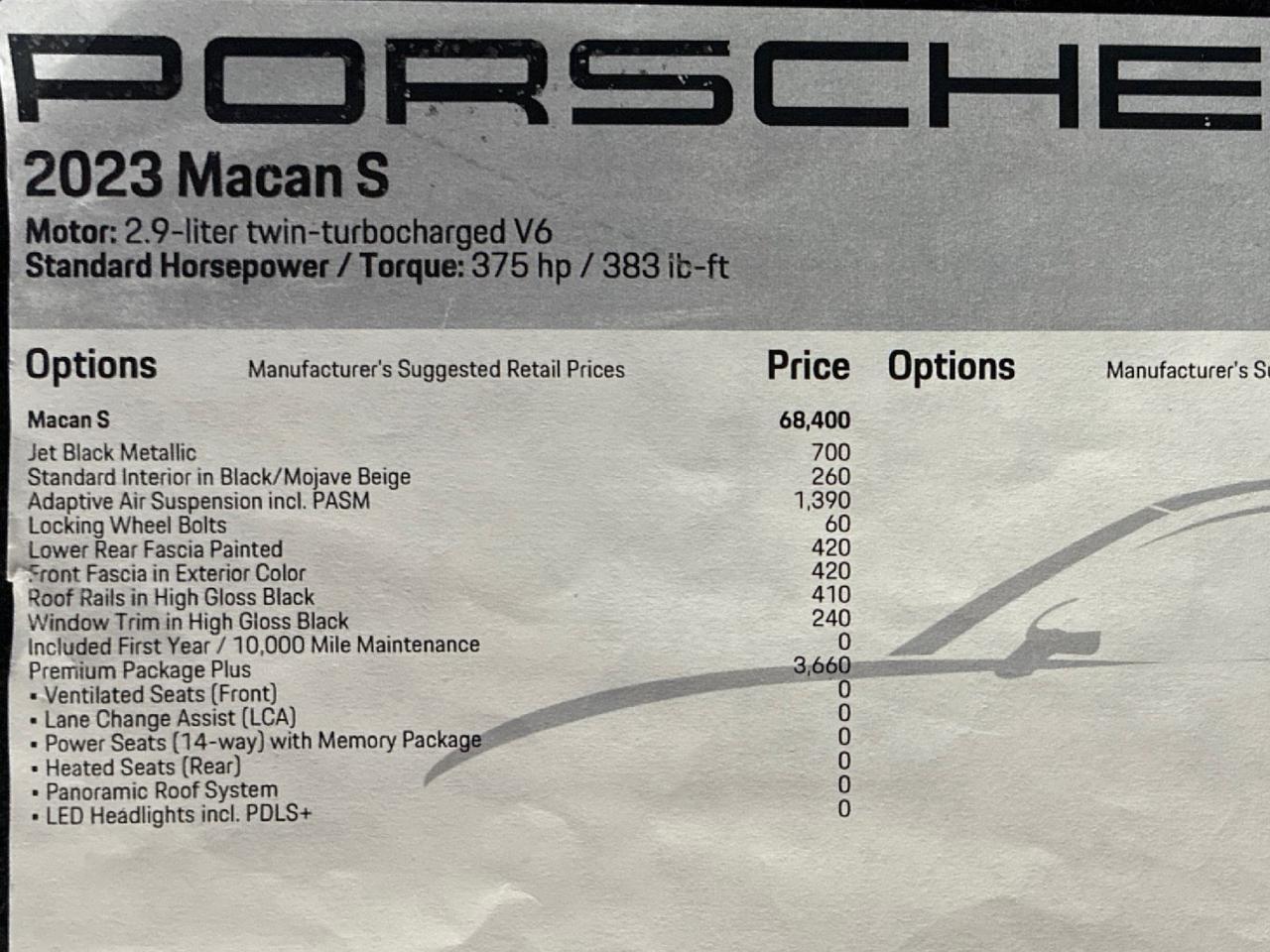 2023 Porsche Macan S, Premium Pkg Plus, Adaptive Air Suspension, Trim in High Gloss Black Houston TX