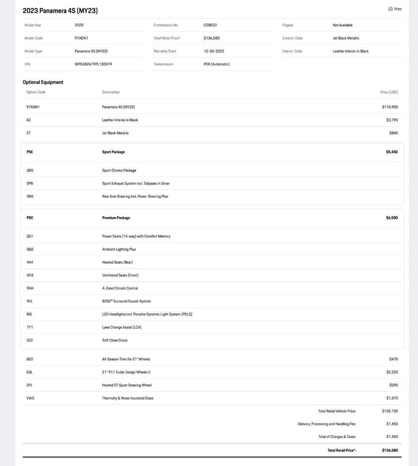 2023 Porsche Panamera 4S Pompano Beach FL