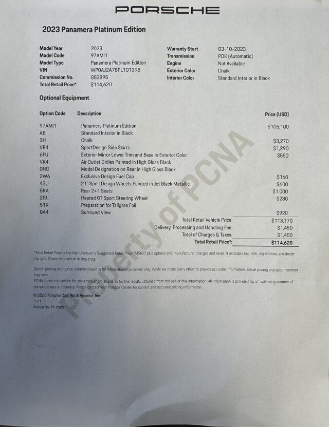 2023 Porsche Panamera Platinum Edition Henrico VA