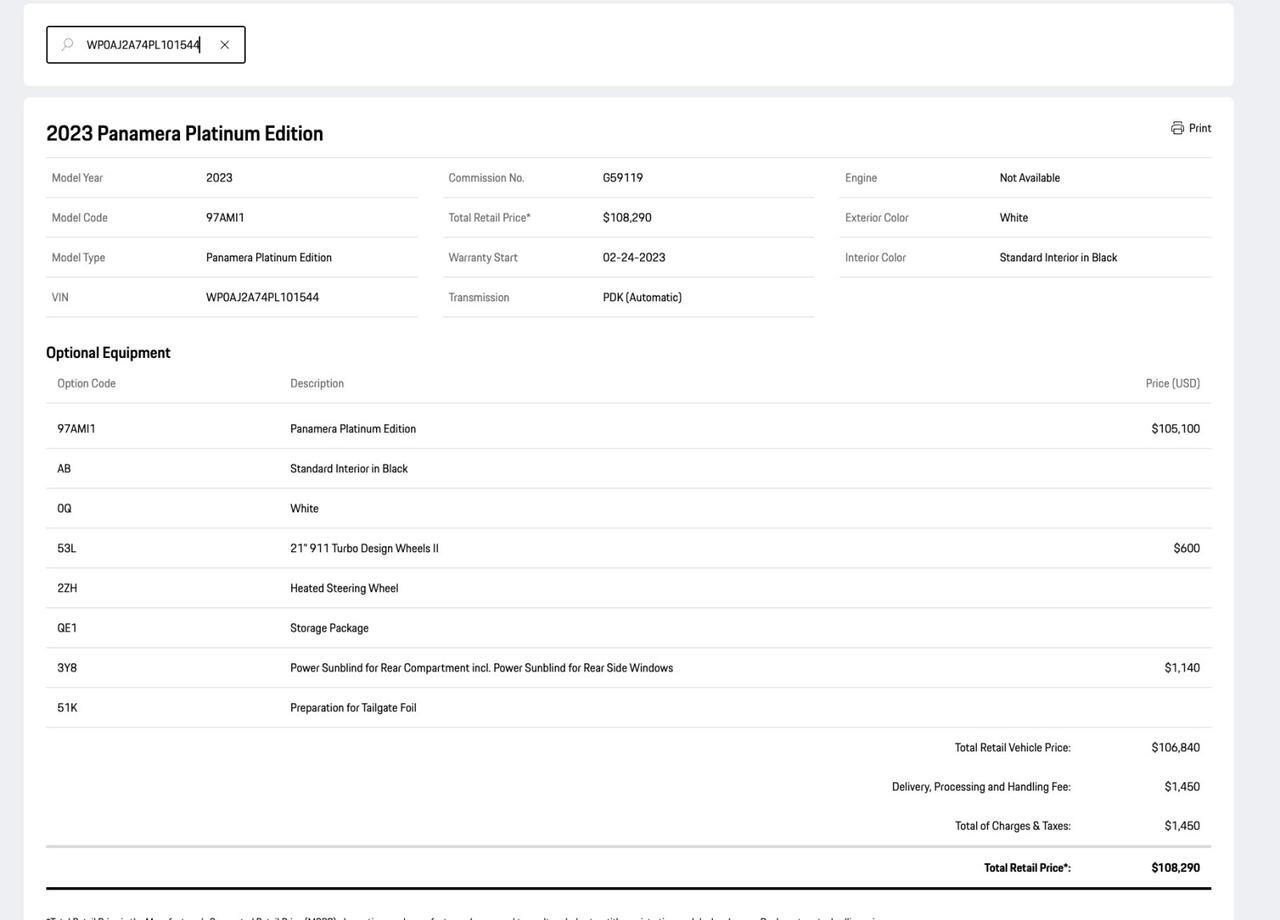 2023 Porsche Panamera Platinum Edition Pompano Beach FL