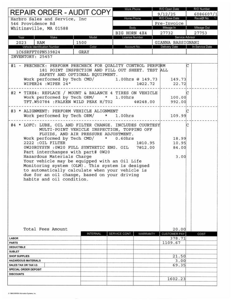 2023 Ram 1500 Big Horn - 1 OWNER - NIGHT EDITION Whitinsville MA