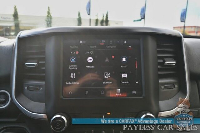 2023 Ram 1500 Big Horn / 4X4 / Crew Cab / eTorque / Level 1 Safety & Big Horn Group / Protection Group / Auto Start / Heated Seats & Steering / Lane Departure Alert / Back Up Camera / Tonneau Cover / Bed Liner / Tow Pkg / 1-Owner Anchorage AK