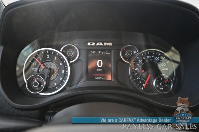 2023 Ram 1500 Big Horn / 4X4 / Crew Cab / eTorque / Level 1 Safety & Big Horn Group / Protection Group / Auto Start / Heated Seats & Steering / Lane Departure Alert / Back Up Camera / Tonneau Cover / Bed Liner / Tow Pkg / 1-Owner Anchorage AK