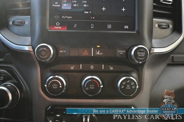 2023 Ram 1500 Big Horn / 4X4 / Crew Cab / eTorque / Level 1 Safety & Big Horn Group / Protection Group / Auto Start / Heated Seats & Steering / Lane Departure Alert / Back Up Camera / Tonneau Cover / Bed Liner / Tow Pkg / 1-Owner Anchorage AK