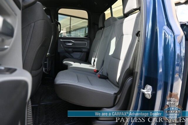 2023 Ram 1500 Big Horn / 4X4 / Crew Cab / eTorque / Level 1 Safety & Big Horn Group / Protection Group / Auto Start / Heated Seats & Steering / Lane Departure Alert / Back Up Camera / Tonneau Cover / Bed Liner / Tow Pkg / 1-Owner Anchorage AK