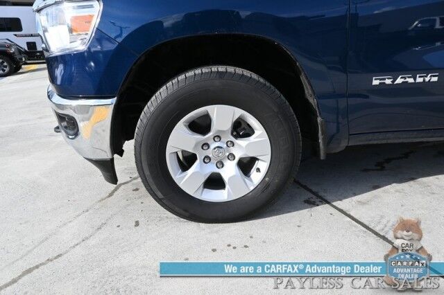 2023 Ram 1500 Big Horn / 4X4 / Crew Cab / eTorque / Level 1 Safety & Big Horn Group / Protection Group / Auto Start / Heated Seats & Steering / Lane Departure Alert / Back Up Camera / Tonneau Cover / Bed Liner / Tow Pkg / 1-Owner Anchorage AK