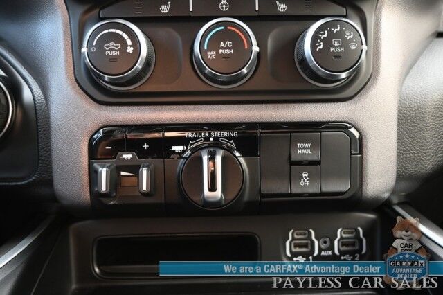 2023 Ram 1500 Big Horn / 4X4 / Crew Cab / eTorque / Level 1 Safety & Big Horn Group / Protection Group / Auto Start / Heated Seats & Steering / Lane Departure Alert / Back Up Camera / Tonneau Cover / Bed Liner / Tow Pkg / 1-Owner Anchorage AK