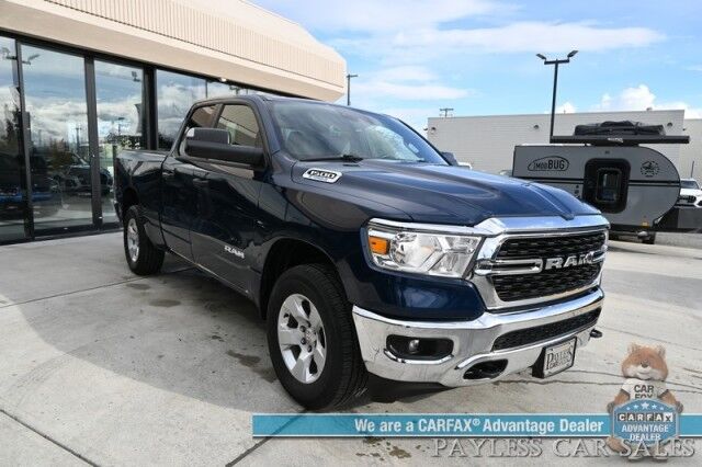2023 Ram 1500 Big Horn / 4X4 / Crew Cab / eTorque / Level 1 Safety & Big Horn Group / Protection Group / Auto Start / Heated Seats & Steering / Lane Departure Alert / Back Up Camera / Tonneau Cover / Bed Liner / Tow Pkg / 1-Owner Anchorage AK