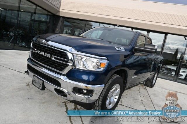 2023 Ram 1500 Big Horn / 4X4 / Crew Cab / eTorque / Level 1 Safety & Big Horn Group / Protection Group / Auto Start / Heated Seats & Steering / Lane Departure Alert / Back Up Camera / Tonneau Cover / Bed Liner / Tow Pkg / 1-Owner Anchorage AK