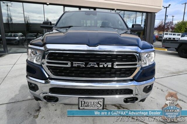 2023 Ram 1500 Big Horn / 4X4 / Quad Cab / eTorque / Level 1 Safety & Big Horn Group / Protection Group / Auto Start / Power & Heated Seats / Heated Steering / Lane Depart / Back Up Cam / Tonneau Cover / Bed Liner / Tow Pkg / 1-Owner