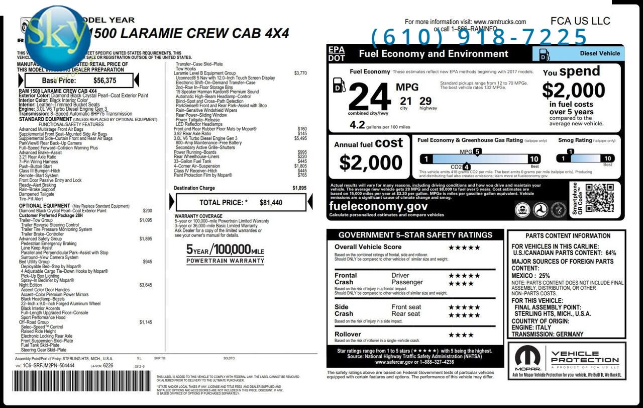 2023 Ram 1500 Crew Cab 4WD Laramie DIESEL