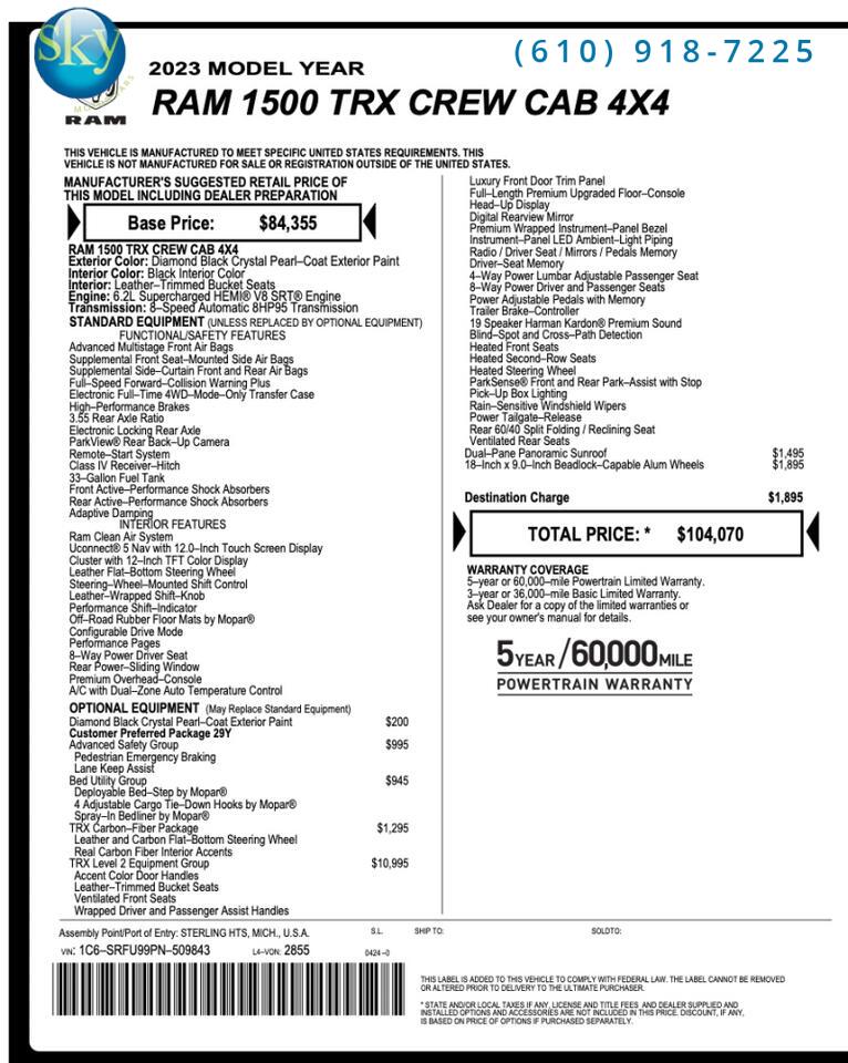 2023 Ram 1500 Crew Cab 4WD TRX
