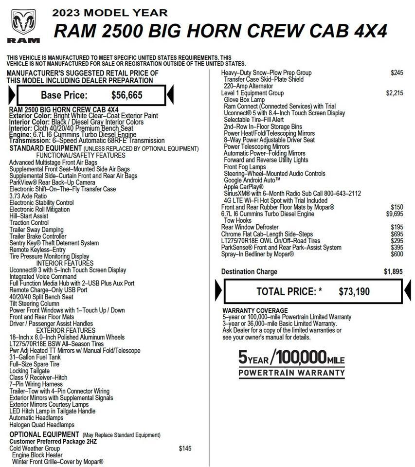2023 Ram 2500 Big Horn 4X4 Lincolnton NC