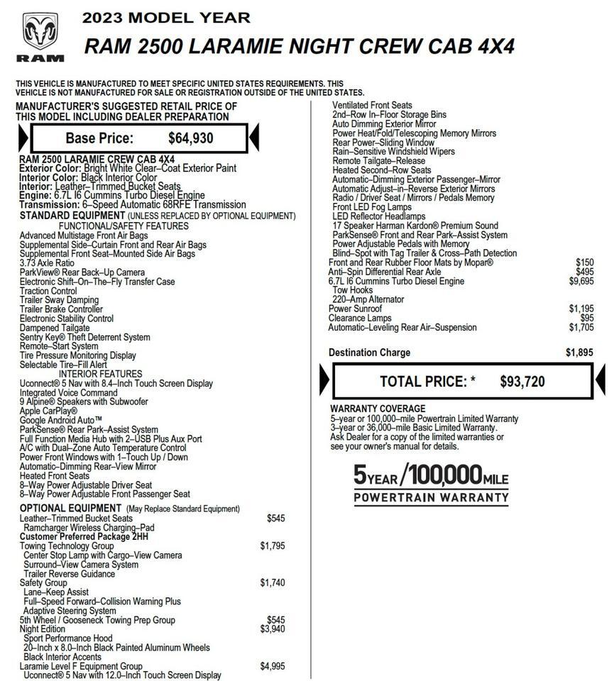 2023 Ram 2500 Laramie 4X4 / Night Edition / Towing Tech / Towing Prep! High Point NC