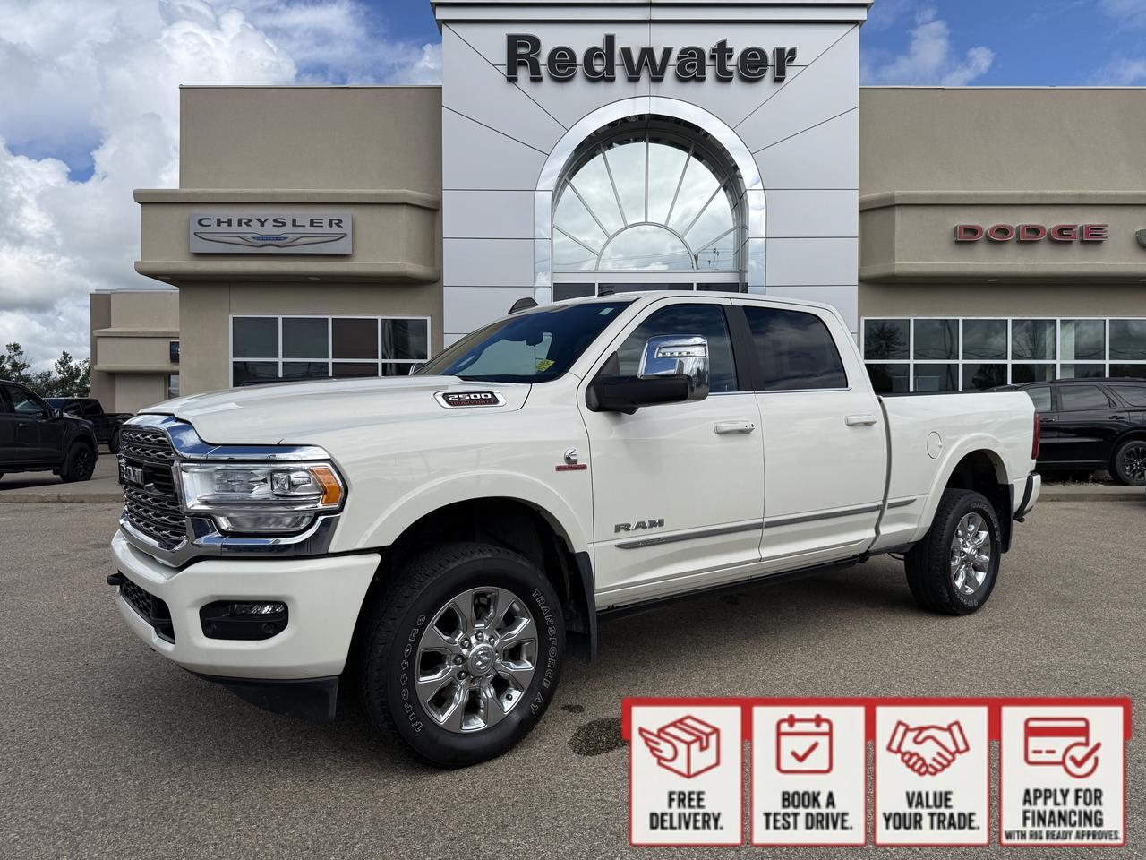 2023 Ram 2500 Limited Crew Cab 4x4 | Low KMs | Cummins Diesel | Black Leather Heated Vented | NAV | 12IN Display