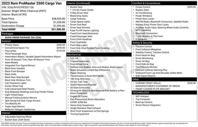 2023 Ram ProMaster 2500 Base Raleigh NC