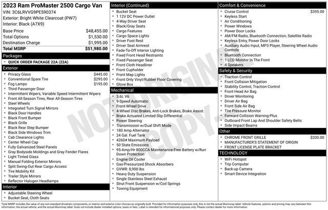 2023 Ram ProMaster 2500 Base Raleigh NC