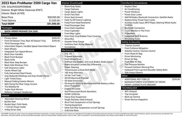 2023 Ram ProMaster 2500 High Roof Raleigh NC