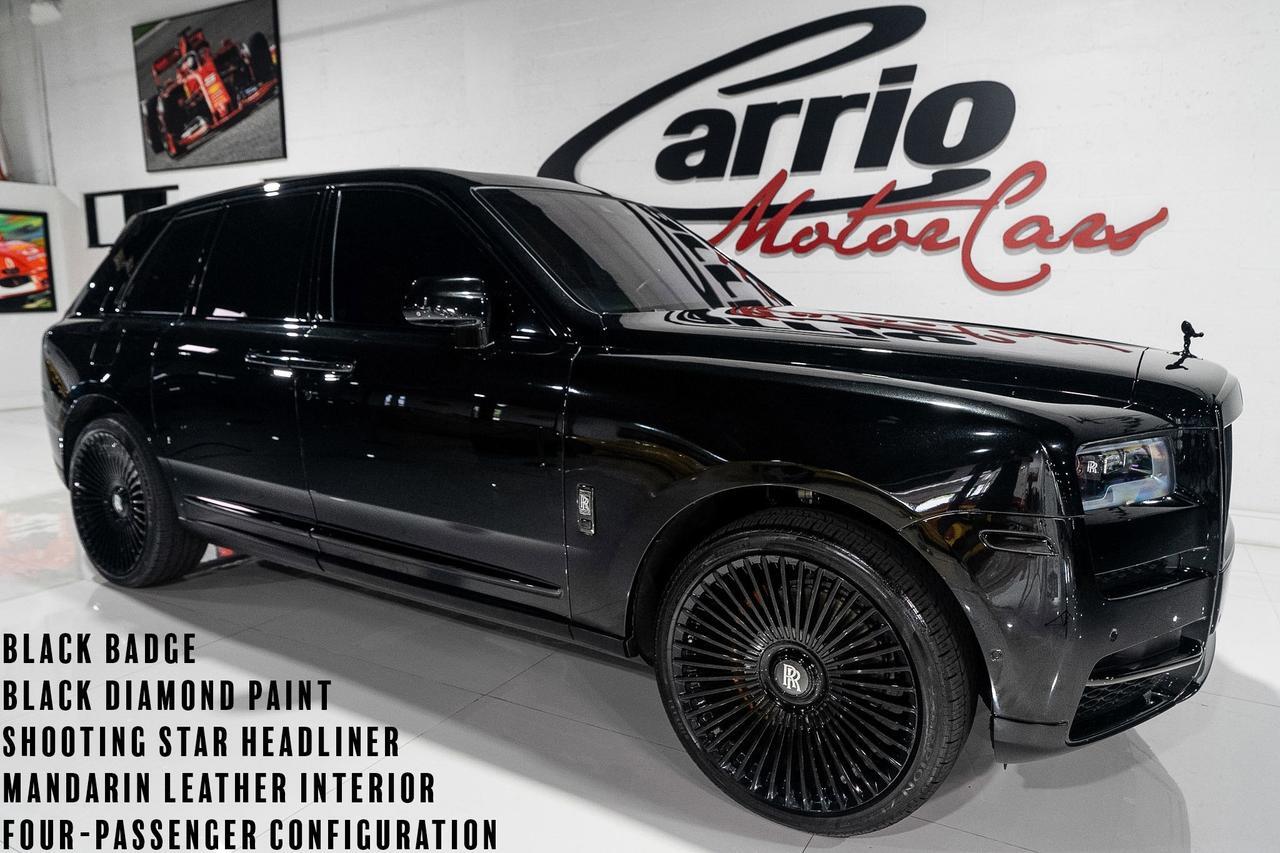 2023 Rolls-Royce Cullinan Black Badge Black Diamond paint,Mandarin interior,Bespoke audio system,four-passenger config & MORE!