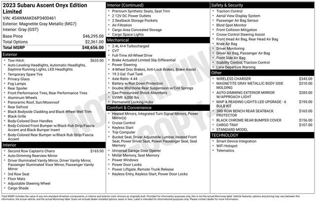 2023 Subaru Ascent Onyx Edition Raleigh NC