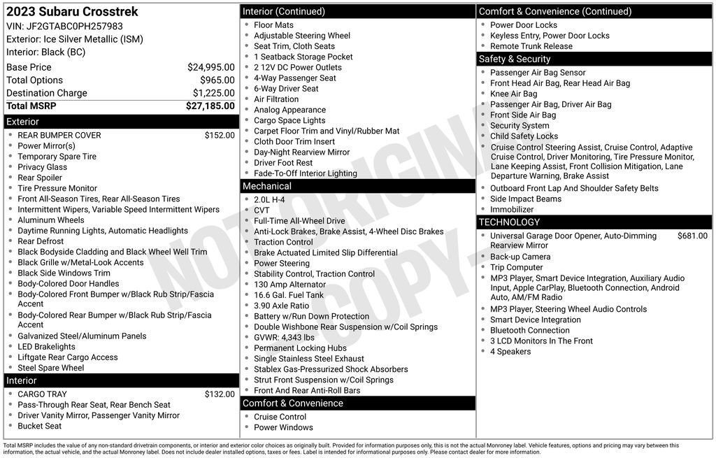 2023 Subaru Crosstrek Base OR