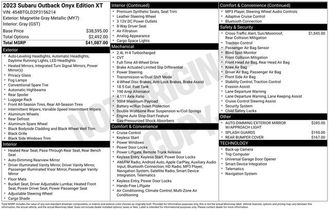 2023 Subaru Outback Onyx Edition XT Raleigh NC