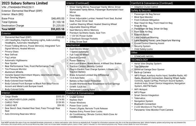 2023 Subaru Solterra Limited Raleigh NC
