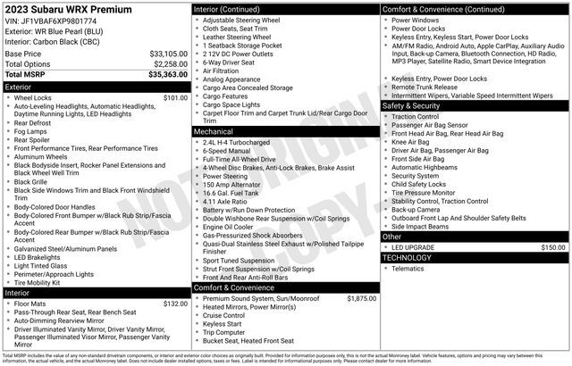 2023 Subaru WRX Premium Raleigh NC