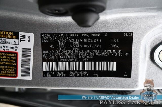 2023 Toyota Highlander XLE / AWD / Power & Heated Leather Seats / Sunroof / Adaptive Cruise / Lane Departure & Blind Spot Alert / Bluetooth / Backup Camera / 3rd Row / Rear Captains Chairs / Seats 7 / 28 MPG / 1-Owner Anchorage AK