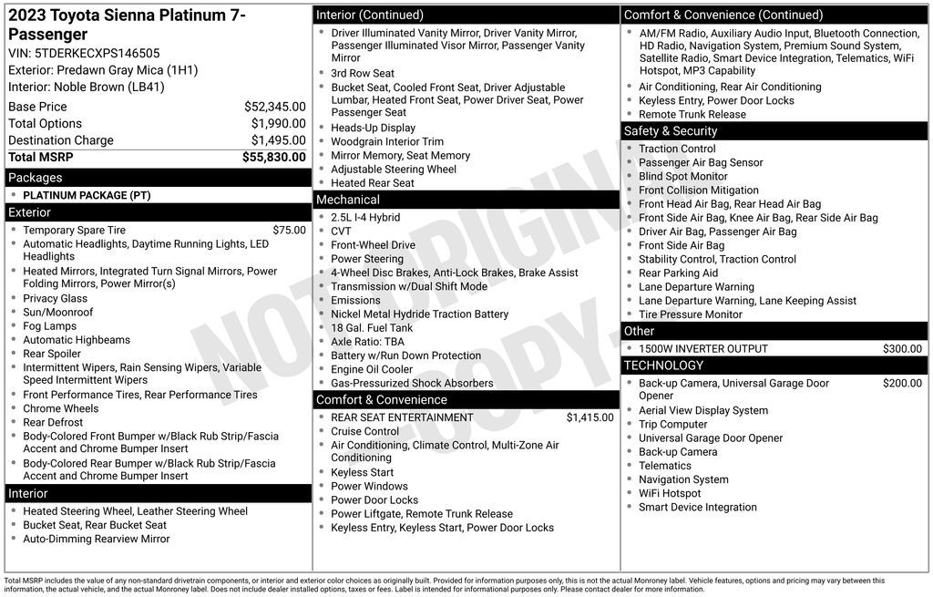 2023 Toyota Sienna Platinum