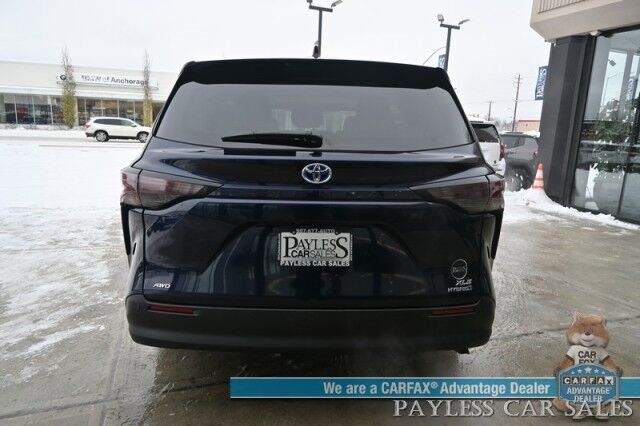 2023 Toyota Sienna XLE Hybrid / AWD / Power & Heated Leather Seats / Sunroof / Adaptive Cruise / Lane Depart & Blind Spot Alert / Apple CarPlay & Android Auto / Back Up Camera / Rear Captain Chairs / 3rd Row / 36 MPG / 1-Owner Anchorage AK 2023 Toyota Sienna XLE Hybrid / AWD / Power & Heated Leather Seats / Sunroof / Adaptive Cruise / Lane Depart & Blind Spot Alert / Apple CarPlay & Android Auto / Back Up Camera / Rear Captain Chairs / 3rd Row / 36 MPG / 1-Owner Anchorage AK