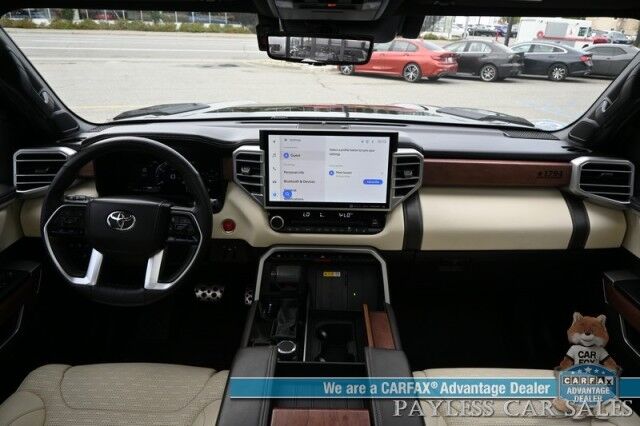 2023 Toyota Tundra 1794 Hybrid / 4X4 / TRD Off-Road Pkg / Heated & Cooled Leather Seats / Heated Steering Wheel / Panoramic Sunroof / Navigation / 360 Cam / Lane Departure & Blind Spot Alert / Bed Liner / Tow Pkg / 1-Owner Anchorage AK