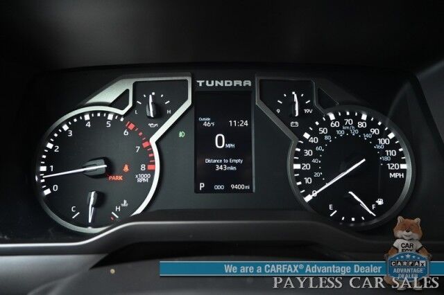 2023 Toyota Tundra SR5 Crew Max / Premium Pkg / 4X4 / Power & Heated Leather Seats / Heated Steering / Adaptive Cruise / Lane Departure / Apple CarPlay & Android Auto / Back Up Camera / Keyless Entry & Start / Tow Pkg / 1-Owner Anchorage AK