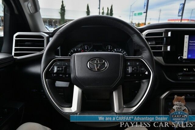2023 Toyota Tundra SR5 Crew Max / Premium Pkg / 4X4 / Power & Heated Leather Seats / Heated Steering / Adaptive Cruise / Lane Departure / Apple CarPlay & Android Auto / Back Up Camera / Keyless Entry & Start / Tow Pkg / 1-Owner Anchorage AK