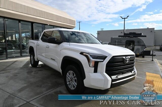 2023 Toyota Tundra SR5 Crew Max / Premium Pkg / 4X4 / Power & Heated Leather Seats / Heated Steering / Adaptive Cruise / Lane Departure / Apple CarPlay & Android Auto / Back Up Camera / Keyless Entry & Start / Tow Pkg / 1-Owner Anchorage AK