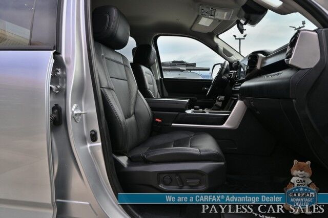 2023 Toyota Tundra SR5 Crew Max / Premium Pkg / 4X4 / Power & Heated Leather Seats / Heated Steering / Adaptive Cruise / Lane Departure / Apple CarPlay & Android Auto / Back Up Camera / Keyless Entry & Start / Tow Pkg / 1-Owner Anchorage AK