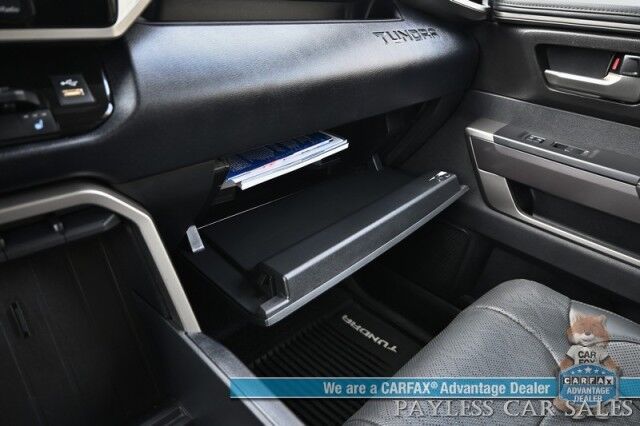 2023 Toyota Tundra SR5 Crew Max / Premium Pkg / 4X4 / Power & Heated Leather Seats / Heated Steering / Adaptive Cruise / Lane Departure / Apple CarPlay & Android Auto / Back Up Camera / Keyless Entry & Start / Tow Pkg / 1-Owner Anchorage AK