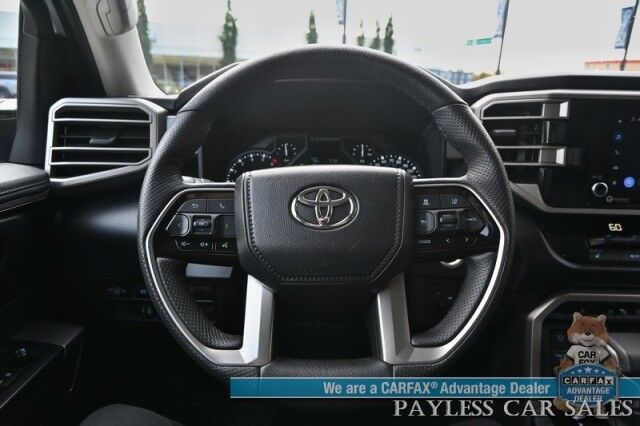 2023 Toyota Tundra SR5 Crew Max / Premium Pkg / 4X4 / Power & Heated Leather Seats / Heated Steering / Adaptive Cruise / Lane Departure / Apple CarPlay & Android Auto / Back Up Camera / Keyless Entry & Start / Tow Pkg / 1-Owner Anchorage AK