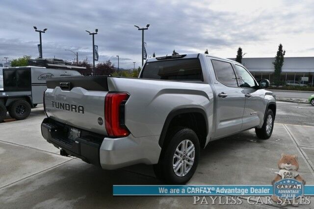 2023 Toyota Tundra SR5 Crew Max / Premium Pkg / 4X4 / Power & Heated Leather Seats / Heated Steering / Adaptive Cruise / Lane Departure / Apple CarPlay & Android Auto / Back Up Camera / Keyless Entry & Start / Tow Pkg / 1-Owner Anchorage AK