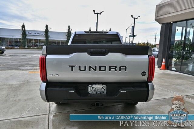 2023 Toyota Tundra SR5 Crew Max / Premium Pkg / 4X4 / Power & Heated Leather Seats / Heated Steering / Adaptive Cruise / Lane Departure / Apple CarPlay & Android Auto / Back Up Camera / Keyless Entry & Start / Tow Pkg / 1-Owner Anchorage AK