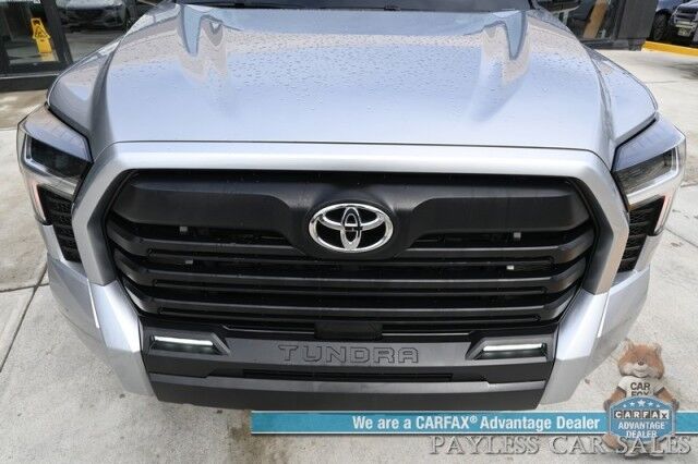 2023 Toyota Tundra SR5 Crew Max / Premium Pkg / 4X4 / Power & Heated Leather Seats / Heated Steering / Adaptive Cruise / Lane Departure / Apple CarPlay & Android Auto / Back Up Camera / Keyless Entry & Start / Tow Pkg / 1-Owner Anchorage AK