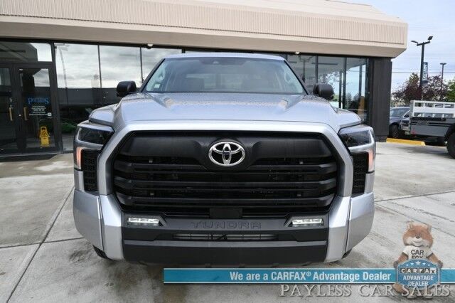 2023 Toyota Tundra SR5 Crew Max / Premium Pkg / 4X4 / Power & Heated Leather Seats / Heated Steering / Adaptive Cruise / Lane Departure / Apple CarPlay & Android Auto / Back Up Camera / Keyless Entry & Start / Tow Pkg / 1-Owner Anchorage AK
