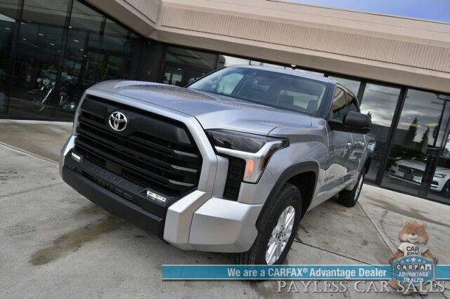 2023 Toyota Tundra SR5 Crew Max / Premium Pkg / 4X4 / Power & Heated Leather Seats / Heated Steering / Adaptive Cruise / Lane Departure / Apple CarPlay & Android Auto / Back Up Camera / Keyless Entry & Start / Tow Pkg / 1-Owner Anchorage AK