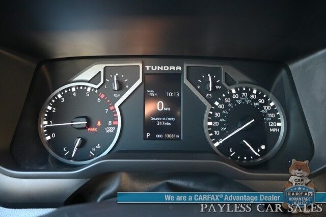 2023 Toyota Tundra SR5 / Premium Pkg / 4X4 / Crew Cab / Power & Heated Leather Seats / Heated Steering / Adaptive Cruise / Lane Departure / Apple CarPlay & Android Auto / Back Up Camera / Keyless Entry & Start / Tow Pkg / 1-Owner Anchorage AK