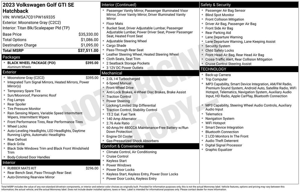 2023 Volkswagen Golf GTI 2.0T SE OR